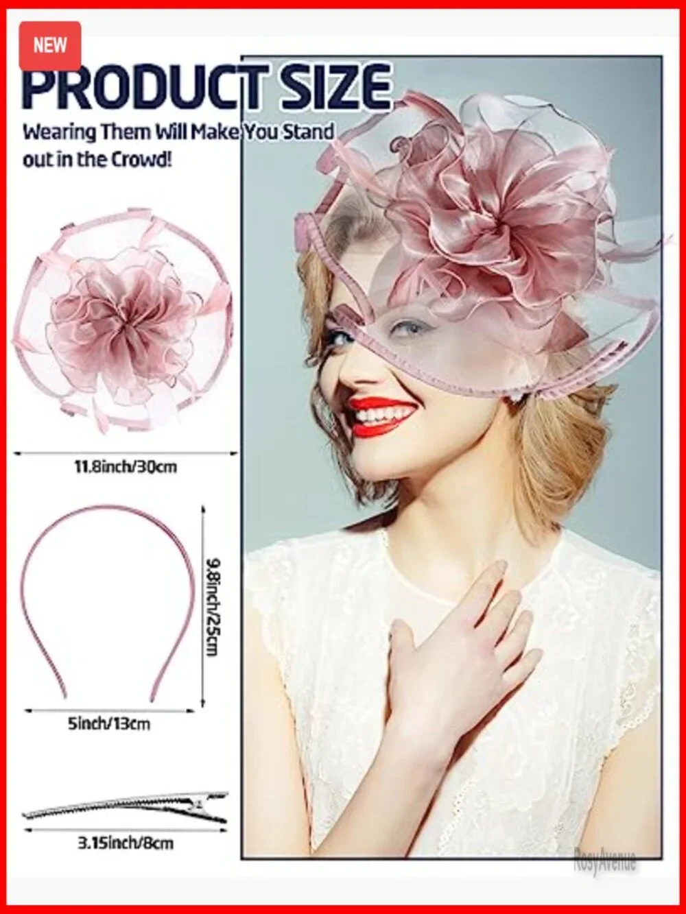 6-Piece Fascinator Hat Set for Women, Derby Cocktail Tea Party Organza